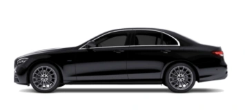 Black Mercedes E-Class side profile